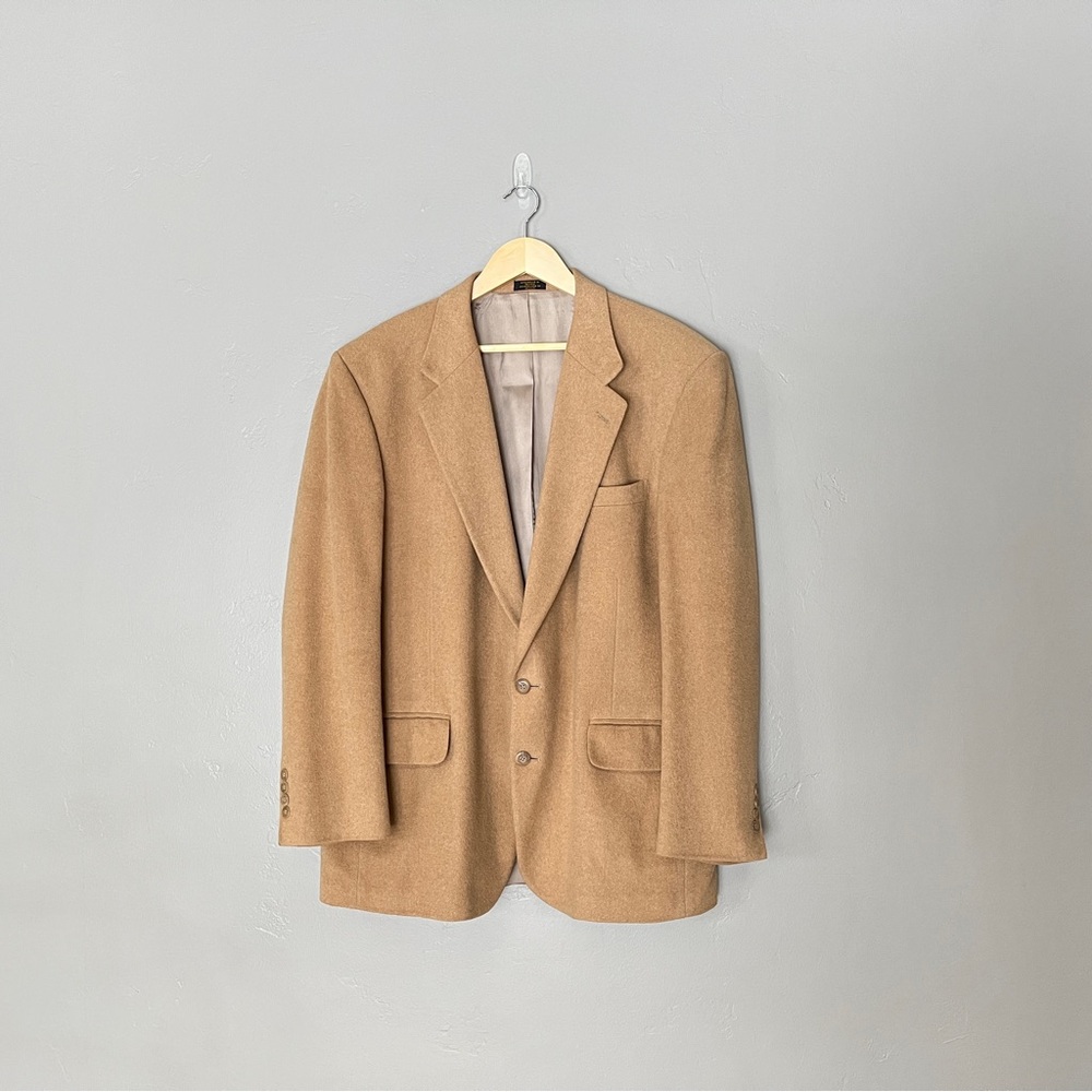 Vintage Stafford Camel Hair Wool Blend Tan Sport Coat Blazer Jacket Men’s 44R - Picture 2 of 14